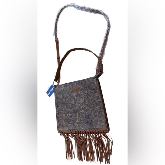 Wrangler Leather Brown Floral Crossbody Women Bag - Picture 2 of 7